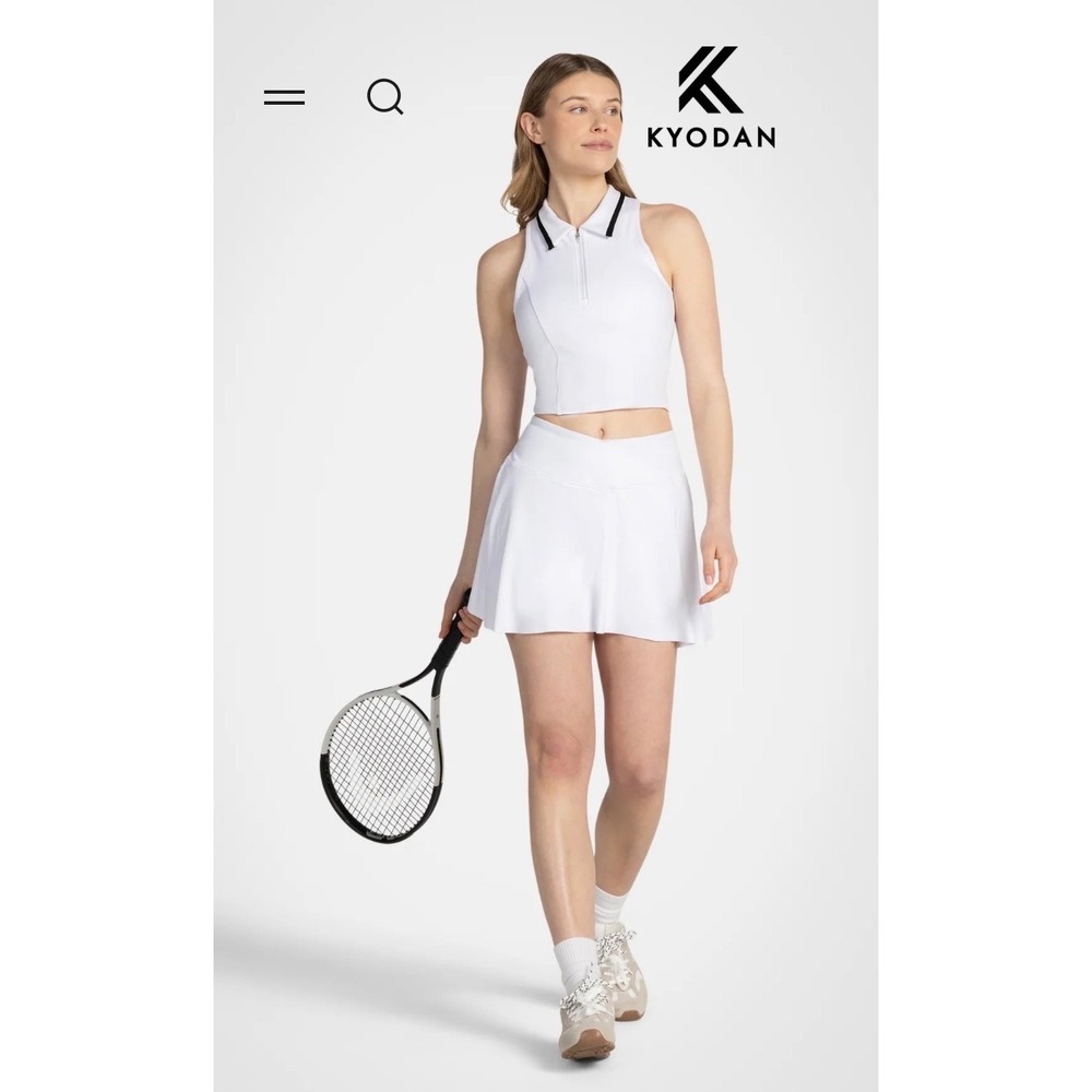 Kyodan Golf Women White Active Skort Size M Built-in Shorts Pockets Athletic